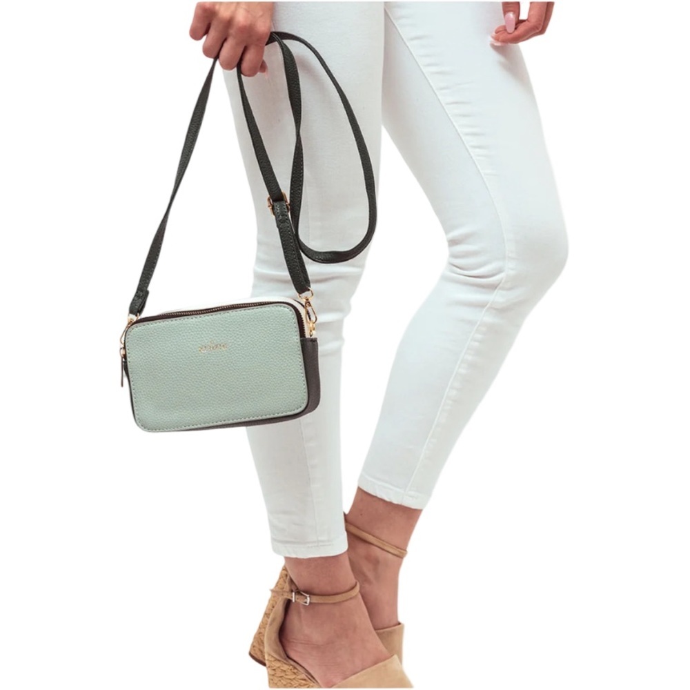 Kedzie Modernist Teal Green Colorblock Vegan Leather Crossbody Bag